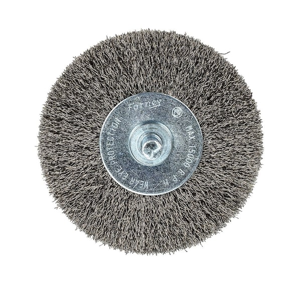 Forney Command PRO Wire Wheel, Crimped, 3 in x .008 in x 1/4 in Shank, Bulk - 72255