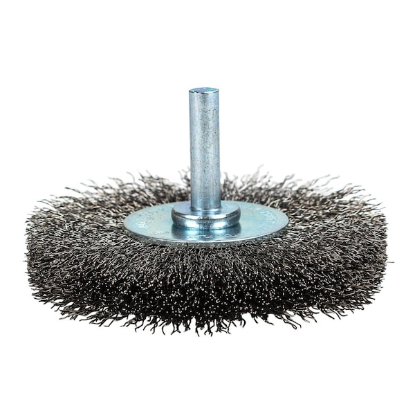 Forney Command PRO Wire Wheel, Crimped, 3 in x .008 in x 1/4 in Shank, Bulk - 72255