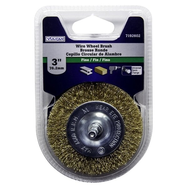 Vulcan Wire Wheel Brush, 3 in Dia, 1/4 in Quick Change Shank in Arbor/Shank - 322041OR