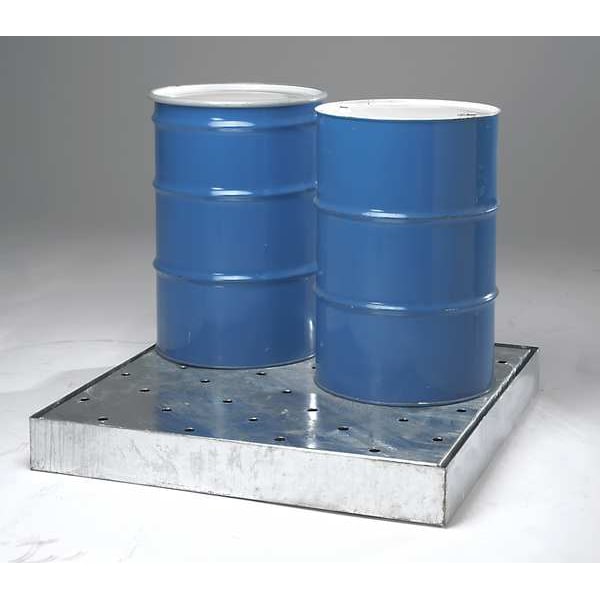 Denios Spill Deck, 66 gal Spill Capacity, 4 Drums, 2,400 lb Load Capacity, Steel - K15-1029