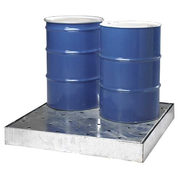 Denios Spill Deck, 66 gal Spill Capacity, 4 Drums, 2,400 lb Load Capacity, Steel - K15-1029