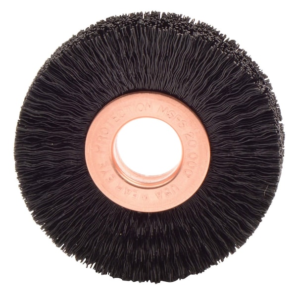 Weiler 2" Dia Nylon Wheel Brush, .010" Crimped Black Nylon Fill, 1/2" - 17223