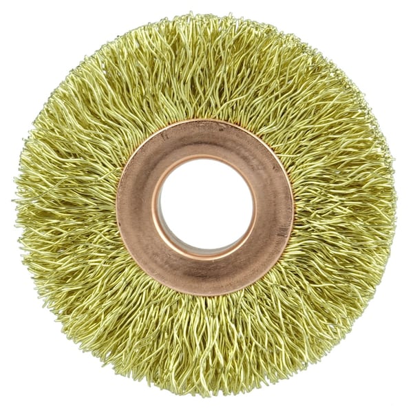Weiler 2" Dia Crimped Wire Wheel, .0118" Brass Fill, 1/2" Arbor Hole - 29086