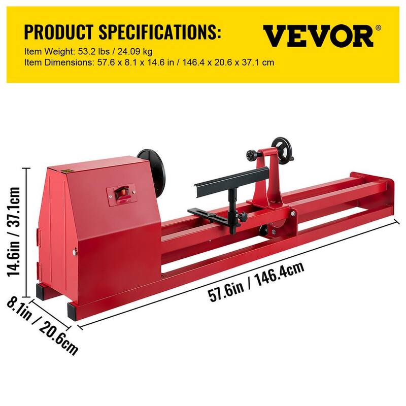 Torno de madera de 14 pulgadas por 40 pulgadas con velocidad variable y 3 cinceles perfecto para el lijado y pulido de alta velocidad de trabajos terminados - MGCCMCS1000-10001V1