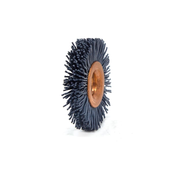 Brush Research Manufacturing CY112320SC Abrasive Nylon Copper Center Wheel, 1.5" Dia., 320SC, .375" Arbor Hole, .375" Trim - CY112320SC