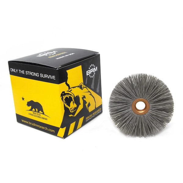 Brush Research Manufacturing CY4500AO Abrasive Nylon Copper Center Wheel, 4" Dia., 500AO, .500" Arbor Hole, 1.437" Trim - CY4500AO