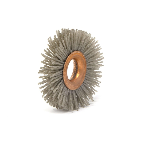 Brush Research Manufacturing CY2180AO Abrasive Nylon Copper Center Wheel, 2" Dia., 180AO, .500" Arbor Hole, .500" Trim - CY2180AO