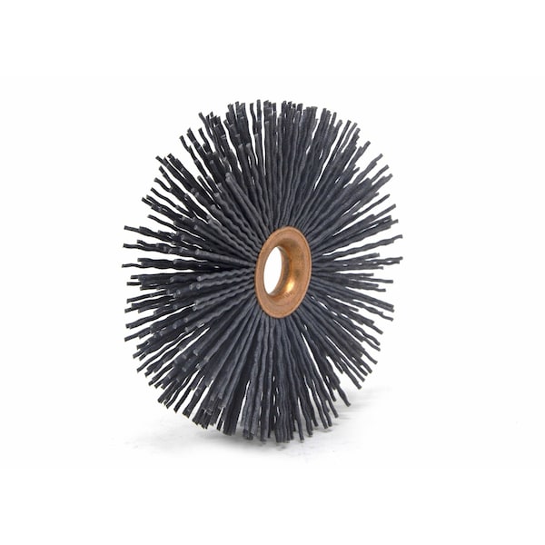 Brush Research Manufacturing CY312180SC Abrasive Nylon Copper Center Wheel, 3.5" Dia., 180SC, .500" Arbor Hole, 1.187" Trim - CY312180SC