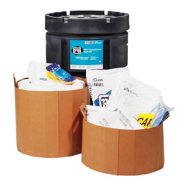 Pig Spill Kit, 40 gal Volume Absorbed per Kit, 95 gal Capacity, Drum, Black, 89 - KIT467