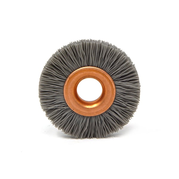 Brush Research Manufacturing CY114600AO Abrasive Nylon Copper Center Wheel, 1.25" Dia., 600AO, .375" Arbor Hole, .250" Trim - CY114600AO