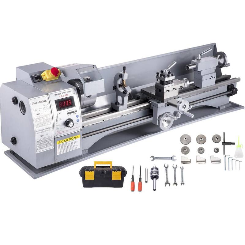 Torno de metal VEVOR 210 x 800 Máquina de torno mini 2500 RPM Cambio de velocidad variable de 850W Torno mini de precisión para trabajar metal - DLSJZ210800MMWEO0V1