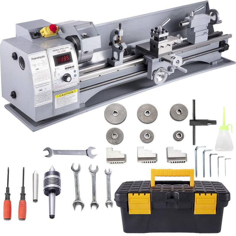 Torno de metal VEVOR 210 x 800 Máquina de torno mini 2500 RPM Cambio de velocidad variable de 850W Torno mini de precisión para trabajar metal - DLSJZ210800MMWEO0V1