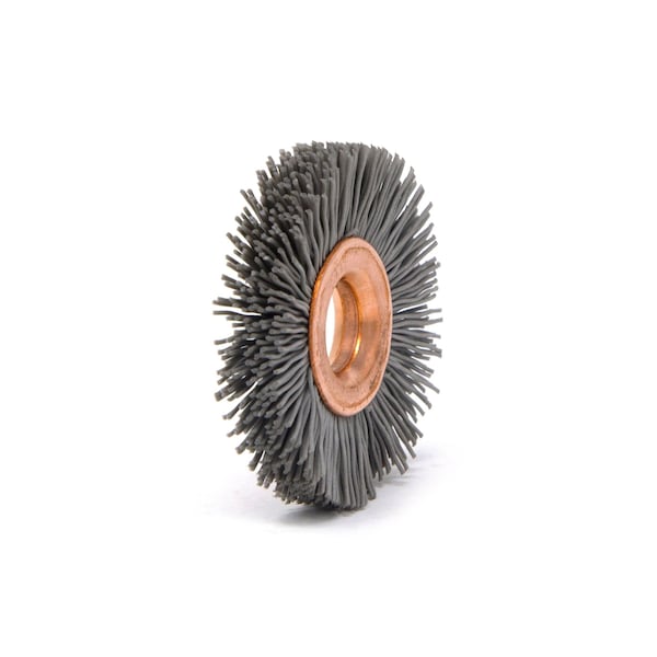 Brush Research Manufacturing CY1500AO Abrasive Nylon Copper Center Wheel, 1" Dia., 500AO, .375" Arbor Hole, .125" Trim - CY1500AO
