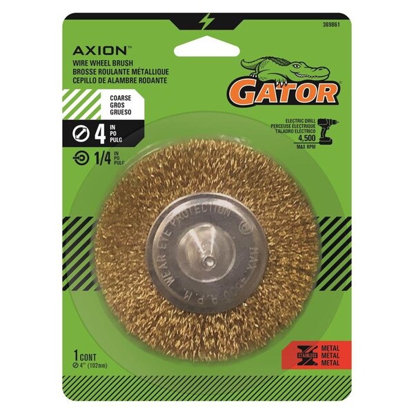 Gator Gator 4 in. Coarse Crimped Wire Wheel Brush Brass Coated Steel 4500 rpm 1 pc - 389861