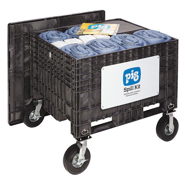 Pig Spill Kit, 143 gal Volume Absorbed per Kit, Not Applicable Capacity, Chest, Black, 501 - KIT204-01