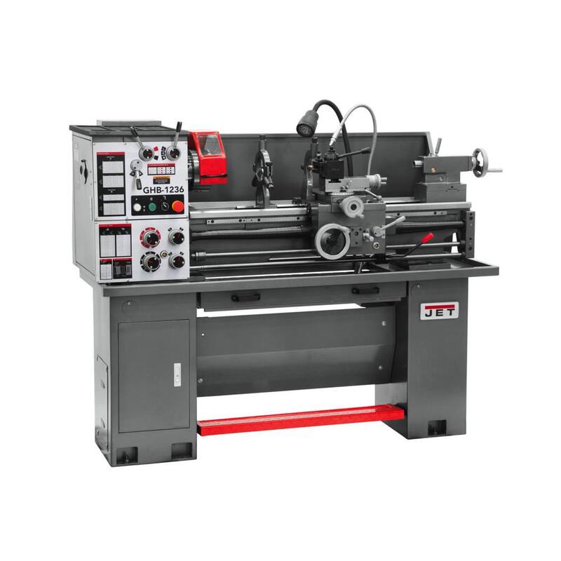 Torno para banco de trabajo de metal con cabeza engranada de 12 pulgadas x 36 pulgadas, con soporte, 2 HP 230 voltios 1 fase, GHB-1236 - 321236