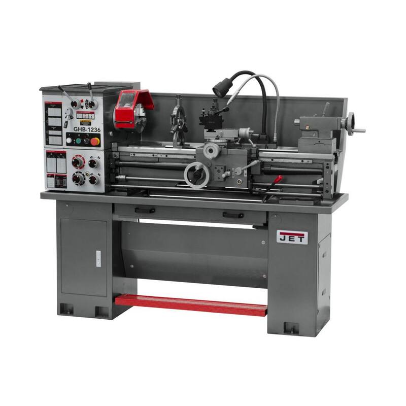Torno para banco de trabajo de metal con cabeza engranada de 12 pulgadas x 36 pulgadas, con soporte, 2 HP 230 voltios 1 fase, GHB-1236 - 321236