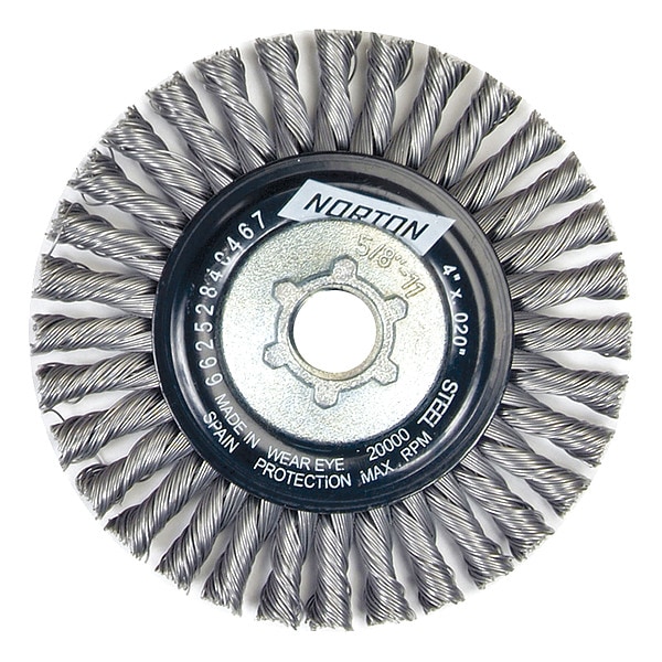 Norton Abrasives Wire Wheel Brush, 4"x0.020"x5/8-11 - 66254443341