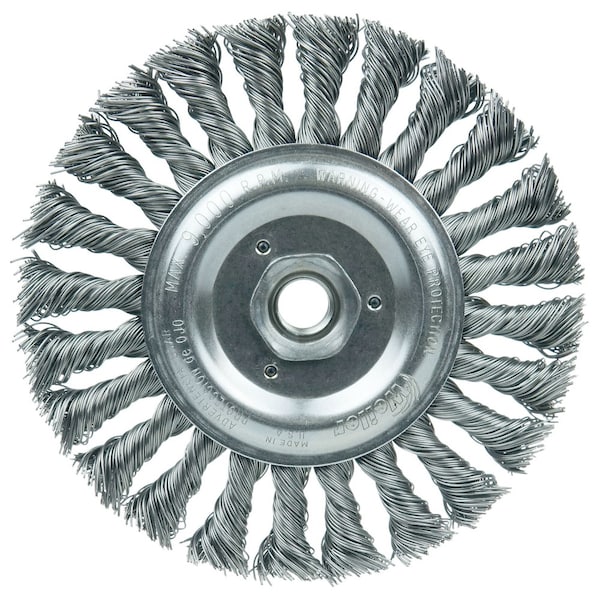 Weiler 6" Standard Twist Knot Wire Wheel, .023" Steel Fill, 5/8"-11 UNC Nut - 8106
