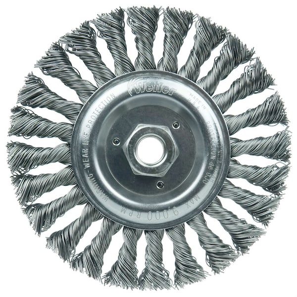 Weiler 6" Standard Twist Knot Wire Wheel, .023" Steel Fill, 5/8"-11 UNC Nut - 8106
