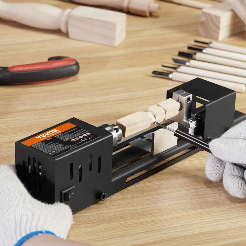 Máquina de torno compacta VEVOR, dimensiones 2.76 pulgadas de largo x 6.3 pulgadas de ancho, 96 vatios, 7 velocidades ajustables que van desde 4220 a 8450 rpm - MNMGCCMNY796W1WHYV1-0730
