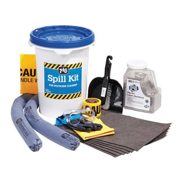 Pig Spill Kit, 4 gal Volume Absorbed per Kit, 6 1/2 gal Capacity, Bucket, Black, 25 - KIT620