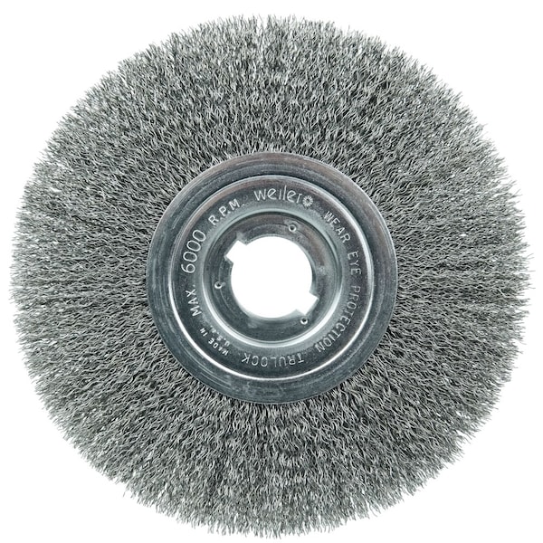 Weiler 8" Narrow Face Crimped Wire Wheel, .014" Steel Fill, 1-1/4" Arbor Hole - 1179