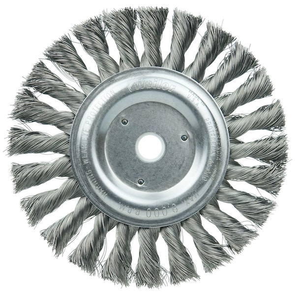 Weiler 6" Standard Twist Knot Wire Wheel, .0118" Steel Fill, 5/8"-1/2" - 8075