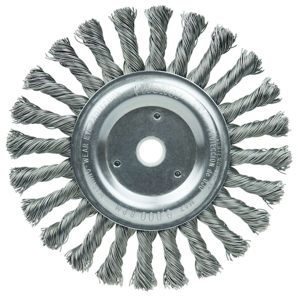 Weiler 6" Cable Twist Knot Wire Wheel, .023" Steel Fill, 5/8"-1/2" Arbor Hole - 8565