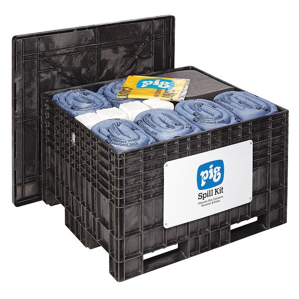 Pig Spill Kit, 143 gal Volume Absorbed per Kit, Not Applicable Capacity, Chest, Black, 501 - KIT204-02