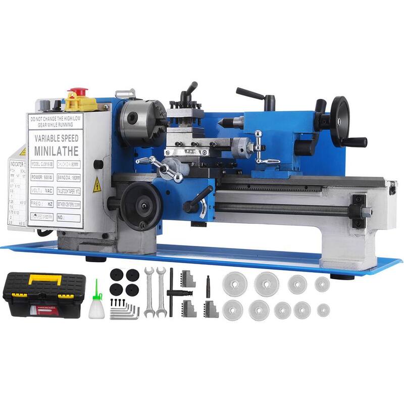 Torno de metal VEVOR 7 pulgadas x 12 pulgadas. Torno de metal mini de precisión 2250 RPM 400 Watts de velocidad variable. Torno de banco de precisión mini - 0618-3BMNCC000001V1