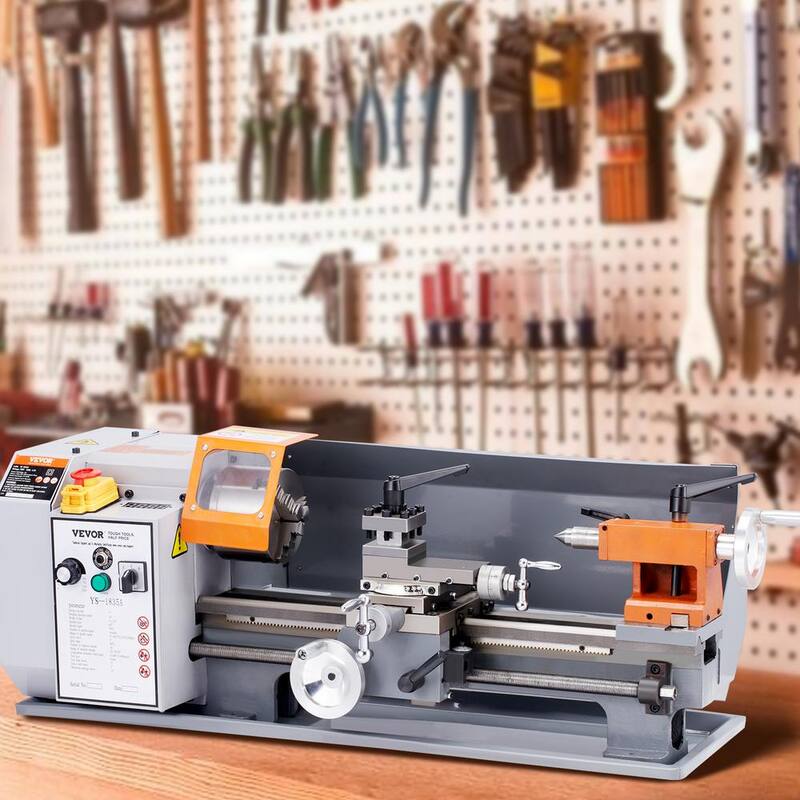 Torno de Metal VEVOR 3.9 pulgadas, 7 pulgadas x 13.78 pulgadas. Torno de Banco 2200 RPM Velocidad Variable 500-Watt Motor de Cepillo Oscilante para Precisión - TSJSCCYSDJ1806AD7V1