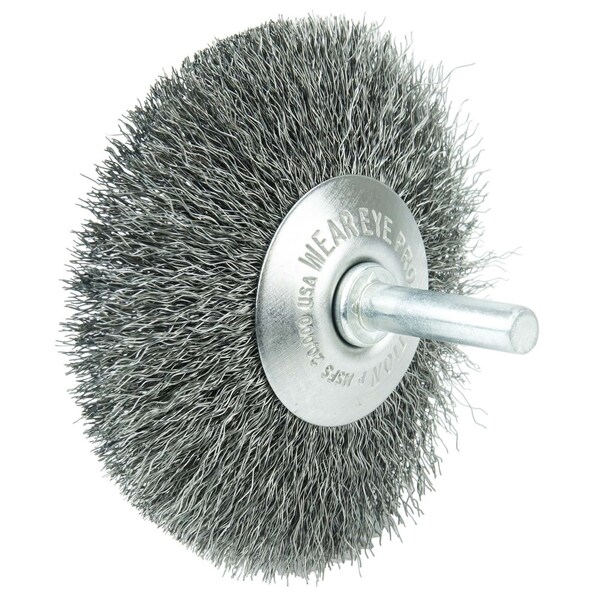 Weiler 3" Wire Wheel, .006" Steel Fill, 1/4" Stem - 17914