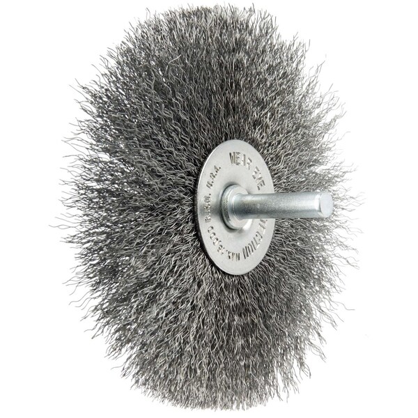 Weiler 4" Wire Radial Wheel, .008" Stainless Steel Fill, 1/4" Stem - 17981
