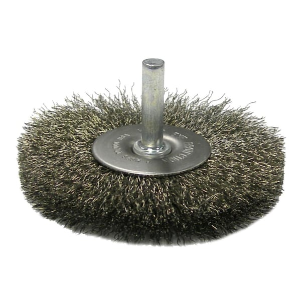 Weiler 4" Wire Radial Wheel, .008" Stainless Steel Fill, 1/4" Stem - 17981