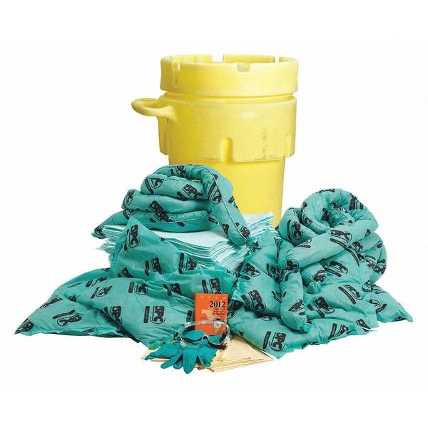 Brady Spill Kit, 75 gal Volume Absorbed per Kit, 95 gal Capacity, Drum, Yellow, 151 - SKH-95W