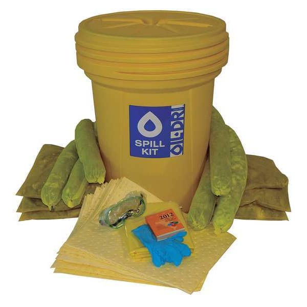 Oil-Dri Spill Kit, 20 gal Volume Absorbed per Kit, 30 gal Capacity, Drum, Yellow - L90730G