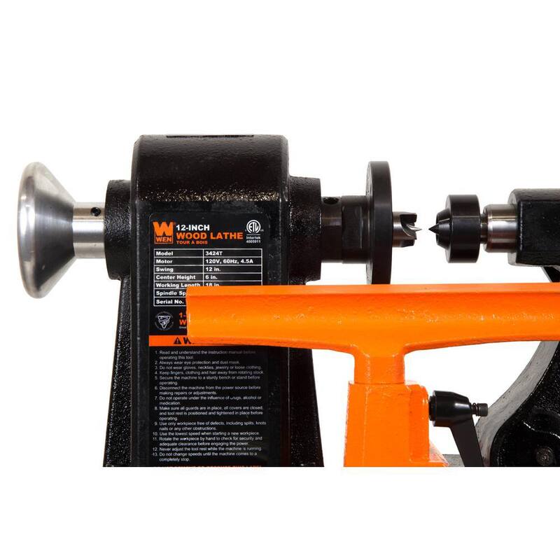 Torno de madera de banco de 5 velocidades de 4.5 amperes y 12 in x 18 in - LA3424