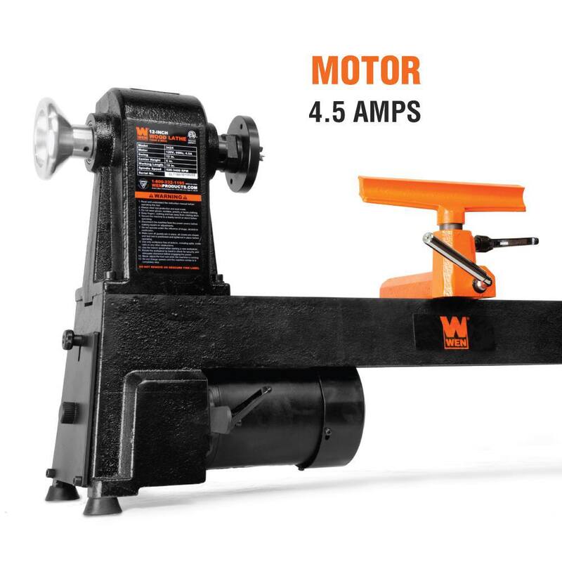 Torno de madera de banco de 5 velocidades de 4.5 amperes y 12 in x 18 in - LA3424