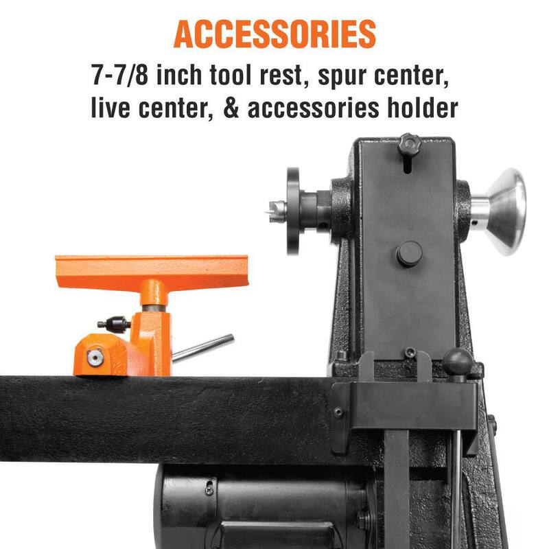 Torno de madera de banco de 5 velocidades de 4.5 amperes y 12 in x 18 in - LA3424