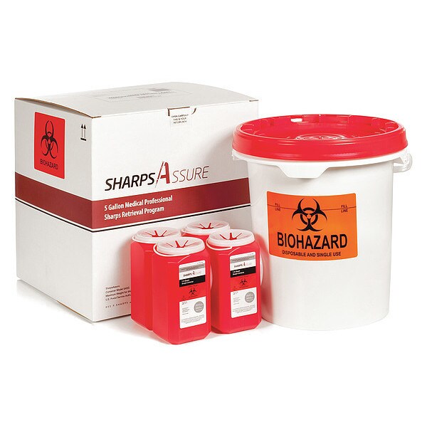 Sharps Assure Sharps Container, 3/8 gal., Red, Snap Lid - SA5G-4