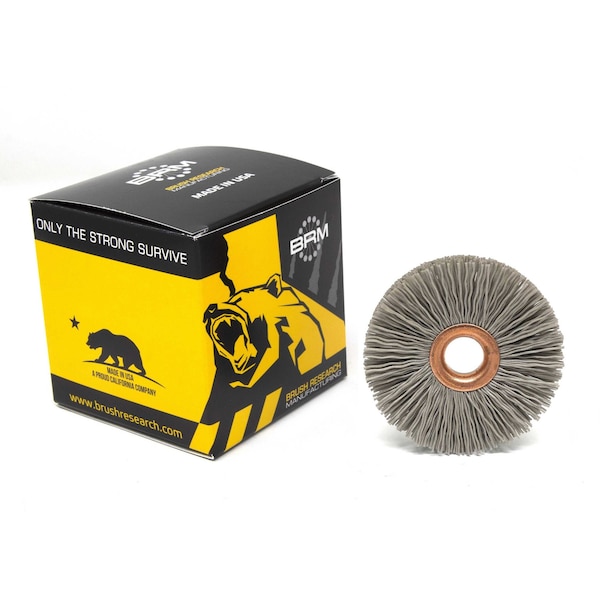 Brush Research Manufacturing CY212320AO Abrasive Nylon Copper Center Wheel, 2.5" Dia., 320AO, .500" Arbor Hole, .750" Trim - CY212320AO