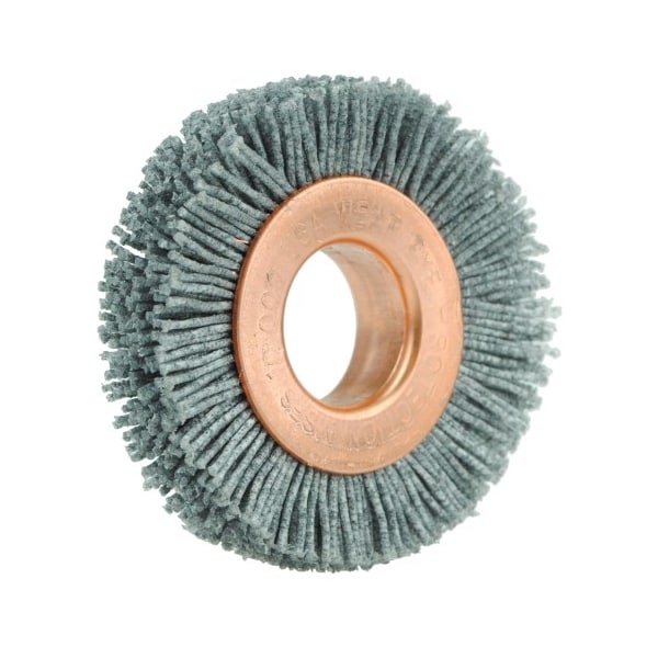 Weiler 1-1/2" Dia Nylox Wheel Brush, .022/120SC Crimp Fill, 1/2" Arbor Hole - 17628