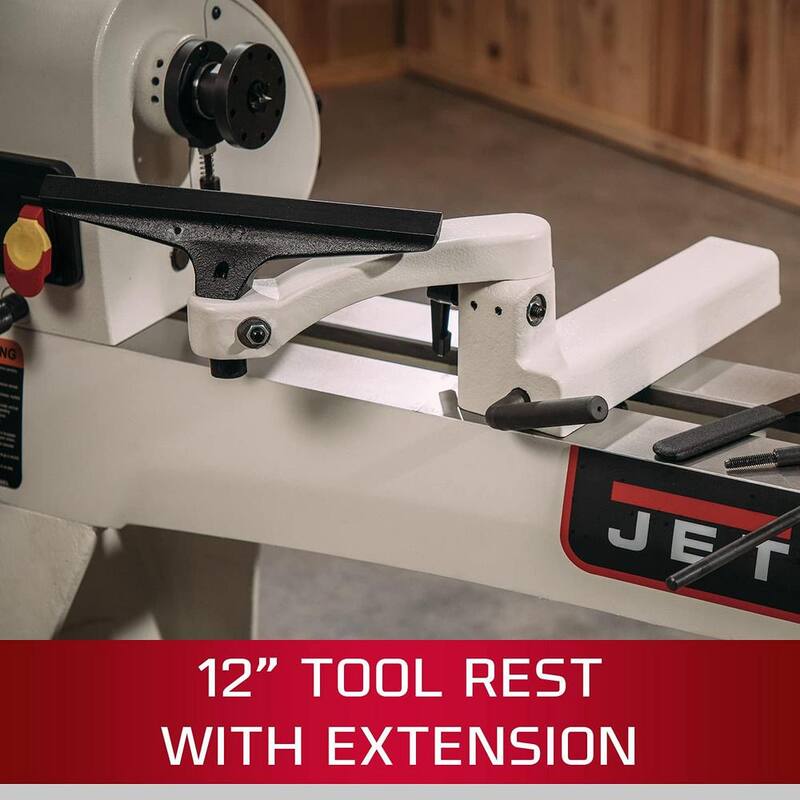 Torno de madera Jet JWL-1440VSK de 14 pulgadas x 40 pulgadas con patas - 719400K