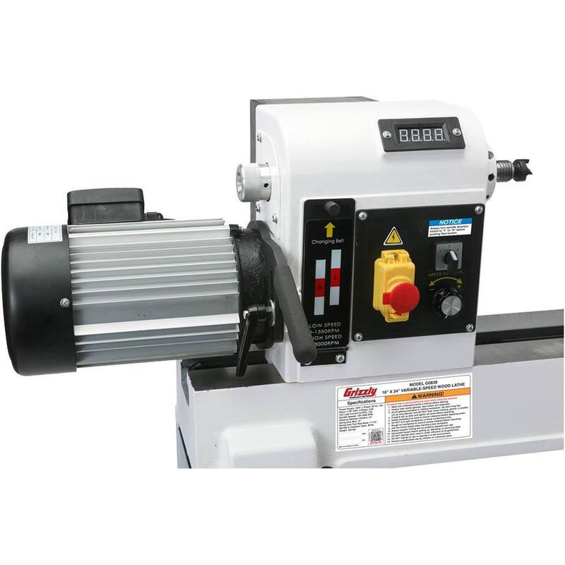 Torno de madera de velocidad variable de 16 pulgadas x 24 pulgadas - G0838 de Grizzly Industrial