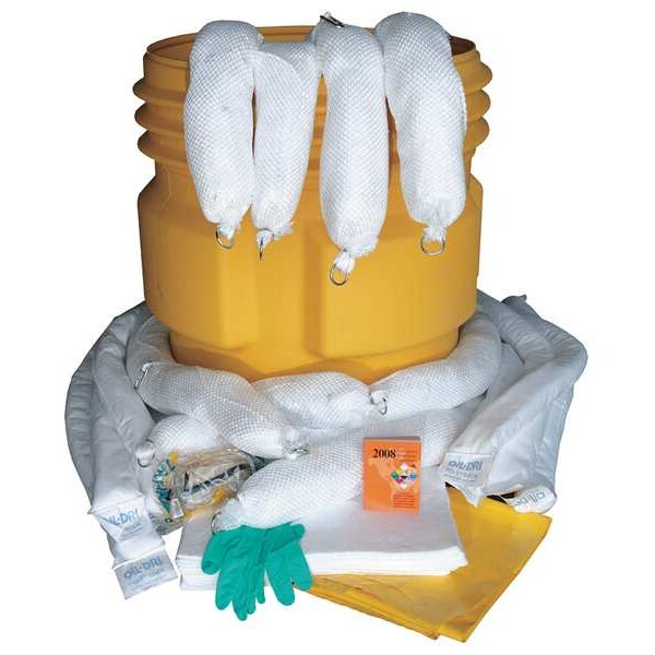 Oil-Dri Spill Kit, 50 gal Volume Absorbed per Kit, 65 gal Capacity, Drum, Yellow - L90865
