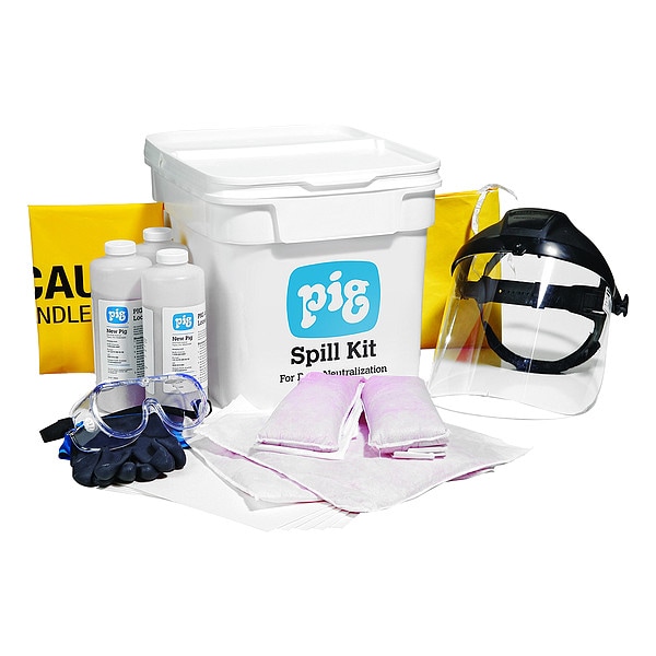 Pig Spill Kit, 4 gal Volume Absorbed per Kit, 8 gal Capacity, Bucket, White - KIT319