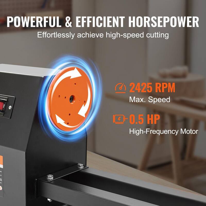 Torno de madera de banco VEVOR 14 pulgadas x 40 pulgadas 0.5 HP 370 vatios Torno de madera con velocidades de 885/1245/1715/2425 RPM para carpintería - TSMGCCY4005HPM54JV1