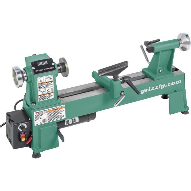 Torno de banco de madera de velocidad variable de Grizzly Industrial de 10 pulgadas x 18 pulgadas - T25926