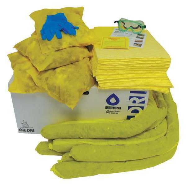 Oil-Dri Spill Kit, 30 gal Volume Absorbed per Kit, 40 gal Capacity, Box, Yellow - L90440R
